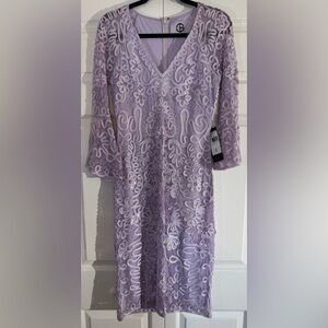 JS Collections Embroidered Dress with Three Quarter Flare Sleeves Size 4 NWT